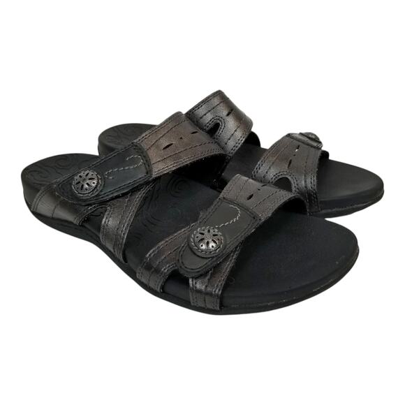 Cobb Hill by New Balance Women's Black Gray 2 Strap Slides Sandals Size 7 - Picture 1 of 10